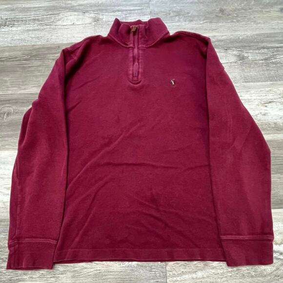 Polo‎ Ralph Lauren Burgundy Red Mens L Estate Rib Quarter Zip Sweater Preppy - Picture 2 of 9